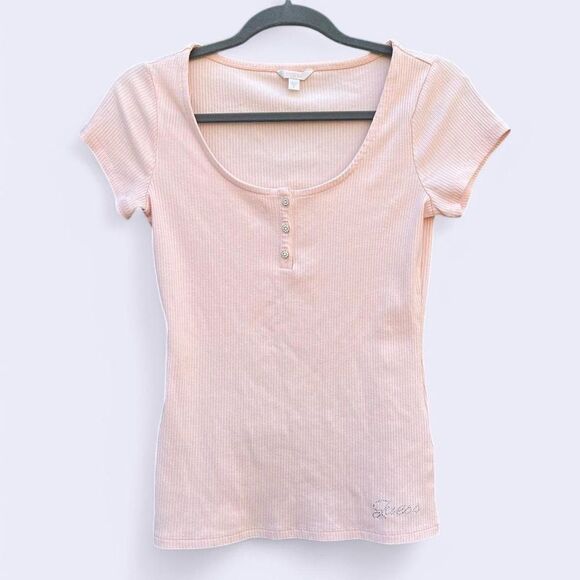 Guess Blush Ribbed Knit Top - Picture 1 of 4
